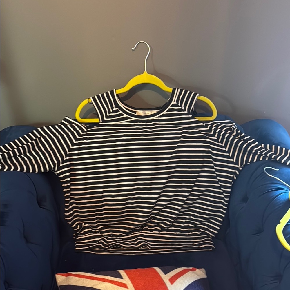 Striped Cold Shoulder Top